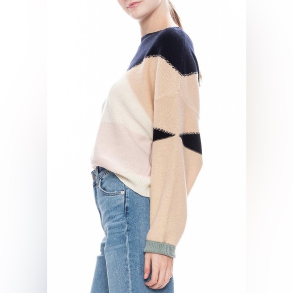 Joie Megu Wool/Cashmere Cropped Sweater Porcelain Multi Size XS - Picture 3 of 12